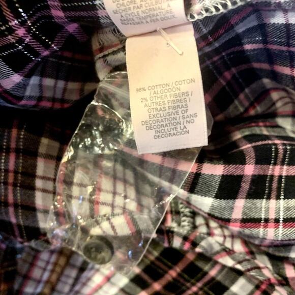 Victorias Secret Flannel Shirt Women S/P Plaid Button Up Lounge Cozy Soft Floral - Picture 9 of 10